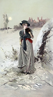 WINTER GIRL, c1895. The Winter Girl. Lithograph by Percy Moran, c1895 WINTER GIRL, c1895. The Winter Girl. Lithograph by Percy Moran, c1895