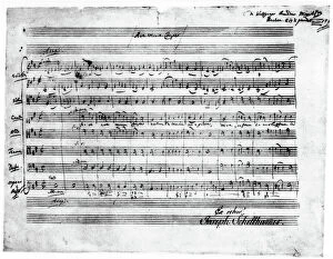 Manuscript Gallery: WOLFGANG AMADEUS MOZART (1756-1791). Austrian composer. Manuscript of Ave Verum Corpus (K