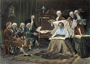 WOLFGANG AMADEUS MOZART (1756-1791). Austrian composer. Mozart singing his Requiem WOLFGANG AMADEUS MOZART (1756-1791). Austrian composer. Mozart singing his Requiem