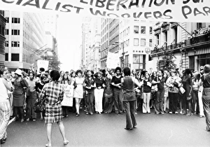Women marching down New York's Fifth Avenue to a rally in support of the Women' Women marching down New York's Fifth Avenue to a rally in support of the Women'