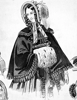 WOMEN'S FASHION, 1842. Detail of an American fashion print, 1842, from Godey's WOMEN'S FASHION, 1842. Detail of an American fashion print, 1842, from Godey's