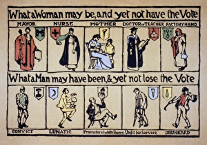 WOMEN'S RIGHTS. What a Woman may be and yet not have the Vote : English postcard WOMEN'S RIGHTS. What a Woman may be and yet not have the Vote : English postcard