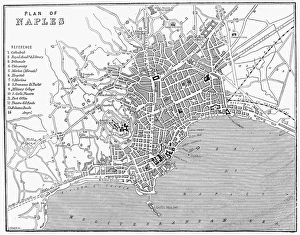 <b class=qtipBold><figcaption>Wood engraving, English, 1860</figcaption></b><br>ITALY: PLAN OF NAPLES. Wood engraving, English, 1860.<br><em>© none</em> Wood engraving, English, 1860