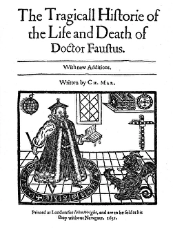 Woodcut title page to the 1631 edition of Christopher Marlowes The Tragicall Historie of the Life Woodcut title page to the 1631 edition of Christopher Marlowes The Tragicall Historie of the Life
