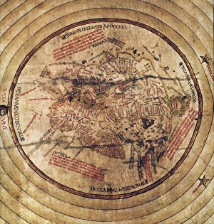 WORLD MAP, 1490s. World map, c1488-1493, showing the continents of Asia, Africa WORLD MAP, 1490s. World map, c1488-1493, showing the continents of Asia, Africa