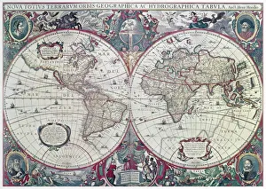 WORLD MAP, 1641. Engraved map of the world by Henricus Hondius, 1641 WORLD MAP, 1641. Engraved map of the world by Henricus Hondius, 1641