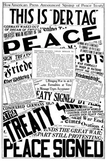 WORLD WAR I: ANNOUNCEMENT. How the American press announced the signing of the peace treaty