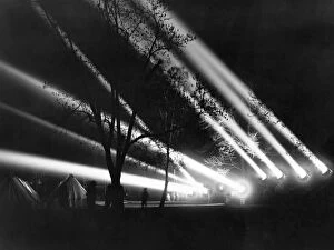 WORLD WAR I: ANTI-AIRCRAFT, c1917. Searchlights of a mobile anti-aircraft installation