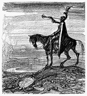 WORLD WAR I: CARTOON, 1914. Taps on the Aisne. American cartoon, 1914, by Boardman Robinson WORLD WAR I: CARTOON, 1914. Taps on the Aisne. American cartoon, 1914, by Boardman Robinson