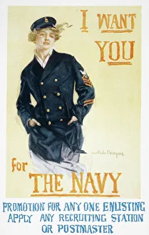 WORLD WAR I: NAVY POSTER. I Want You for the Navy. American World War I poster, 1917, by Howard Chandler Christy WORLD WAR I: NAVY POSTER. I Want You for the Navy. American World War I poster, 1917, by Howard Chandler Christy