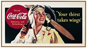 World War Ii Gallery: World War II themed Coca-Cola advertisement poster, 1941