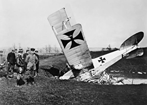 Wreckage of a German fighter plane piloted by Lieutenant Kirsch at the Stenay Airfield in Wreckage of a German fighter plane piloted by Lieutenant Kirsch at the Stenay Airfield in