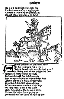 THE YEOMAN, 1484. Woodcut from the Prologue to Geoffrey Chaucers Canterbury Tales THE YEOMAN, 1484. Woodcut from the Prologue to Geoffrey Chaucers Canterbury Tales