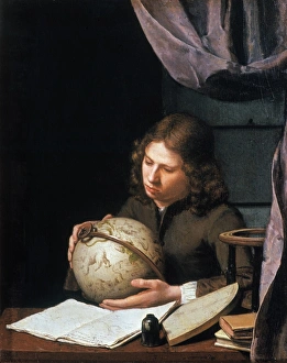YOUNG ASTRONOMER. Leyden School. Oil on oak, second half of 17th century YOUNG ASTRONOMER. Leyden School. Oil on oak, second half of 17th century