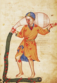 ZODIAC: AQUARIUS, c1350. Manuscript illumnation, Polish, mid-14th century ZODIAC: AQUARIUS, c1350. Manuscript illumnation, Polish, mid-14th century