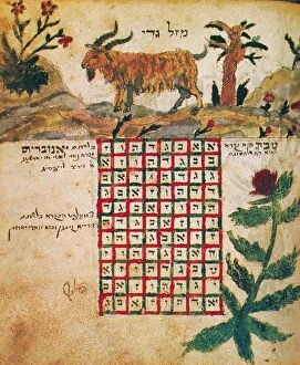 ZODIAC: CAPRICORN, 1716. Drawing from a Hebrew book about the Jewish calendar, Sefer Evronot, Halberstadt, Germany