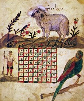 ZODIAC SIGN: ARIES, 1716. Drawing from a Hebrew book about the Jewish calendar, Sefer Evronet, Halberstadt, Germany