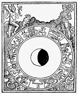 <b class=qtipBold><figcaption>THE ZODIAC. Woodcut, c1500</figcaption></b><br>THE ZODIAC. Woodcut, c1500.<br><em>© none</em> THE ZODIAC. Woodcut, c1500