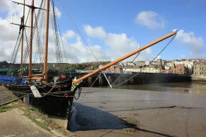 Prints of The Kathleen and May sailing boat moored at the East-the-Water quayside at Bideford on the River Torridge. Devon, United Kingdom Torridge Prints: Bideford Print: Kathleen and May at East-the-Water Quayside