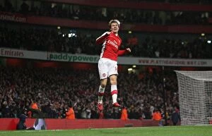 Images Dated 5th December 2009: Aaron Ramsey celebrates scoring the 2nd Arsenal goal. Arsenal 2: 0 Stoke City