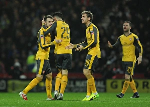 Aaron Ramsey celebrates scoring a goal for Arsenal. Preston North End 1:2 Arsenal Aaron Ramsey celebrates scoring a goal for Arsenal. Preston North End 1:2 Arsenal