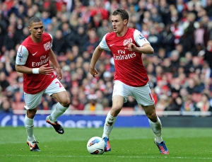 Aaron Ramsey and Kieran Gibbs (Arsenal). Arsenal 3:3 Norwich City. Barclays Premier League Aaron Ramsey and Kieran Gibbs (Arsenal). Arsenal 3:3 Norwich City. Barclays Premier League