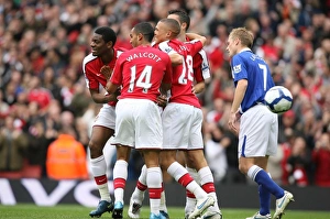 Abou Diabby celebrates scoring Arsenal's 2nd goal with Theo Walcott Abou Diabby celebrates scoring Arsenal's 2nd goal with Theo Walcott