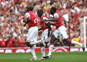 Abou Diaby celebrates scoring his goal Arsenals 1st with Bacary Sagna and Kolo Toure Abou Diaby celebrates scoring his goal Arsenals 1st with Bacary Sagna and Kolo Toure