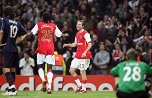 Alex Hleb celebrates Arsenals 2nd goal with Emmanuel Adebayor Alex Hleb celebrates Arsenals 2nd goal with Emmanuel Adebayor