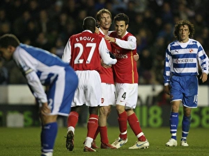 Alex Hleb celebrates scoring the 3rd Arsenal goal with Cesc Fabregas and Emmanuel Eboue Alex Hleb celebrates scoring the 3rd Arsenal goal with Cesc Fabregas and Emmanuel Eboue