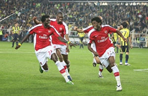 Alex Song celebrates scoring Arsenal's 4th goal with Alex Song celebrates scoring Arsenal's 4th goal with