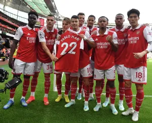 Arsenal Celebrate First Goal vs. Nottingham Forest Print