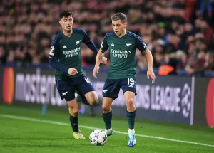 Arsenals Trossard in 2023-24 UEFA Champions League Print