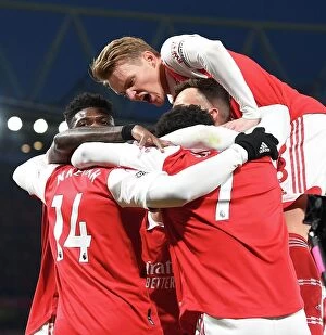 Manchester United F Collection: Arsenal Celebrate First Goal: Nketiah Scores Against Manchester United (2022-23)