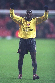 Arsenal defender Kolo Toure celebrates at the end of the match Arsenal defender Kolo Toure celebrates at the end of the match
