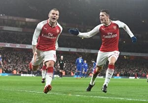 Images Dated 3rd January 2018: Arsenal: Jack Wilshere and Granit Xhaka Celebrate Goal Against Chelsea (2017-18)
