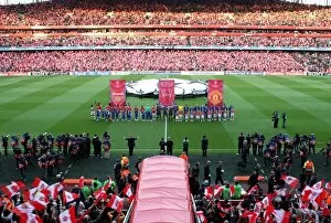 Images Dated 6th May 2009: The Arsenal and Manchester United teams line ups before
