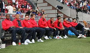 Arsenal players wathc the match between Seville and Inter Milan Arsenal players wathc the match between Seville and Inter Milan