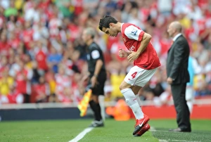 Arsenal substitute Cesc Fabregas warms up. Arsenal 6:0 Blackpool, Barclays Premier League Arsenal substitute Cesc Fabregas warms up. Arsenal 6:0 Blackpool, Barclays Premier League