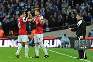 Arsenal substitute Nicklas Bendtner comes on the field for the injured Robin van Persie Arsenal substitute Nicklas Bendtner comes on the field for the injured Robin van Persie
