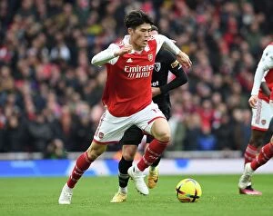 Arsenal v AFC Bournemouth 2022-23 Collection: Arsenal's Tomiyasu in Action against AFC Bournemouth, Premier League 2022-23