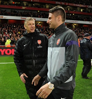 Arsene Wenger the Arsenal Manager with Olivier Giroud (Arsenal) during the lap of Arsene Wenger the Arsenal Manager with Olivier Giroud (Arsenal) during the lap of