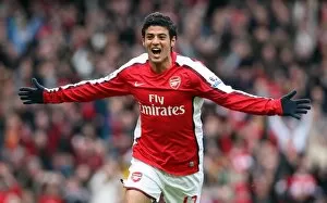 Images Dated 8th March 2009: Carlos Vela celebrates scoring Arsenals 1st goal