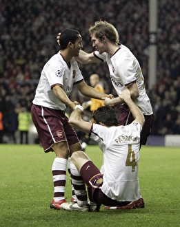 Cesc Fabregas and Alex Hleb celebrate Arsenals 2nd goal with the creator Theo Walcott Cesc Fabregas and Alex Hleb celebrate Arsenals 2nd goal with the creator Theo Walcott