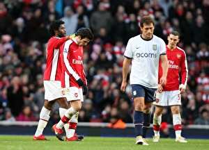 Cesc Fabregas and Alex Song (Arsenal). Cesc Fabregas is substituted after scoring two Cesc Fabregas and Alex Song (Arsenal). Cesc Fabregas is substituted after scoring two
