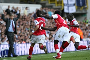 Cesc Fabregas celebrates scoring the 2nd Arsenal goal with Emmanuel Adebayor Cesc Fabregas celebrates scoring the 2nd Arsenal goal with Emmanuel Adebayor