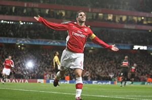 Images Dated 4th November 2009: Cesc Fabregas celebrates scoring his 2nd Arsenals 3rd goal