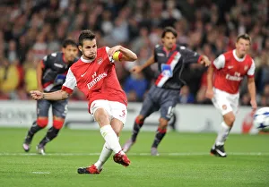 Cesc Fabregas shoots past Braga goalkeeper Felipe from the penalty spot to score the 1st Cesc Fabregas shoots past Braga goalkeeper Felipe from the penalty spot to score the 1st