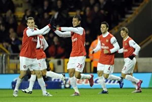 Images Dated 10th November 2010: Chamakh and Squillaci: Arsenal's Unstoppable Duo Celebrates First Goals in 10-11 Premier League