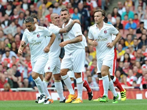 Christian Vieri celebrates scoring Milans goal. Arsenal Legends 4:2 Milan Glorie Christian Vieri celebrates scoring Milans goal. Arsenal Legends 4:2 Milan Glorie